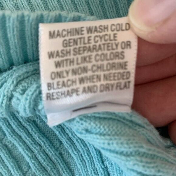 Studio Works Light Blue Cable Knit Women’s V-Neck Pullover Sweater Size Large - Picture 11 of 11